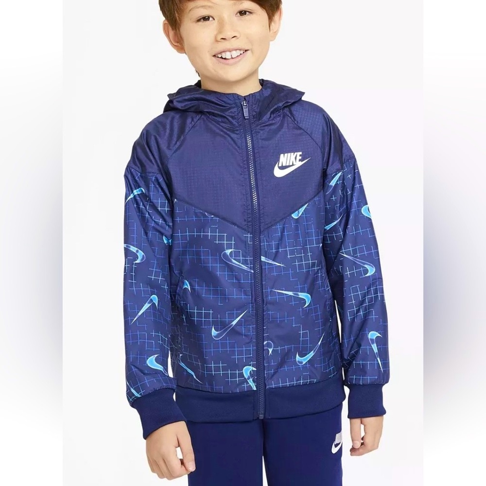 NIKE Big Boys Sportswear Windrunner Jacket Blue Glow in the Dark M, L AUTHENTIC